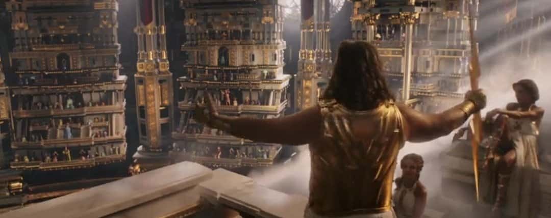 Zeus in the trailer for Thor: Love and Thunder
